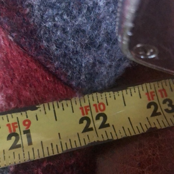 Tahari dark red, white, indigo blue plaid unlined jacket with fun fringe size M - Picture 12 of 12